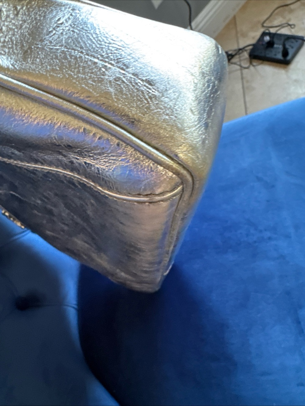 Versace Silver Metallic Structured Satchel - Picture 8 of 15